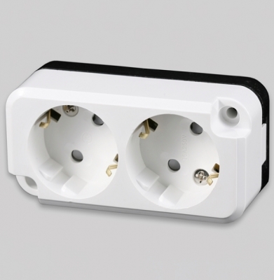 [일신]노출콘센트 2구 둥근형(연선용)