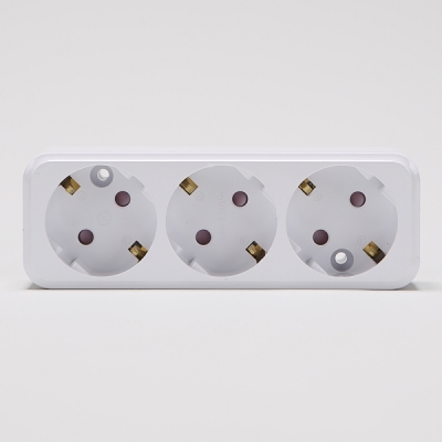 [일신]노출콘센트 3구 둥근형(단선용) - 핀타입